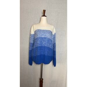 Coster Copenhagen Blue and Cream Striped Sweater 
Size XL